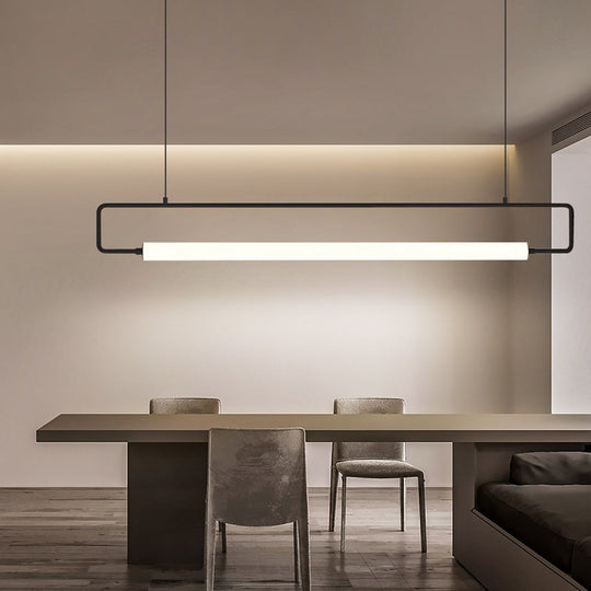 Modern Metal Led Ceiling Pendant Light For Dining Table And Island Black