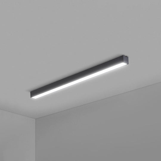 Modern Black Aluminum Office Ceiling Light - Rectangular Flush Mount Recessed Lighting / Small 35.5