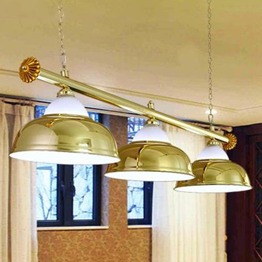 Industrial Metal Mirrored Bowl Pendant Light - Suspended Lighting Fixture For Billiard Room Or