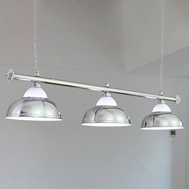 Industrial Metal Mirrored Bowl Pendant Light - Suspended Lighting Fixture For Billiard Room Or