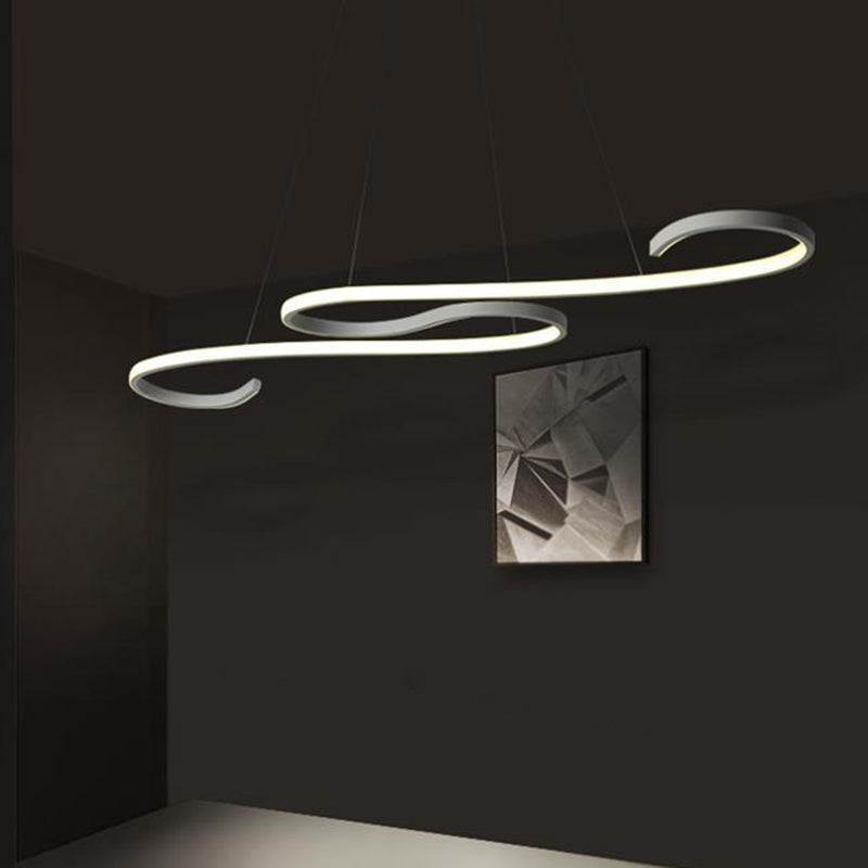 Sleek Led Island Pendant Light Fixture For Restaurants - Simplicity Metal Design