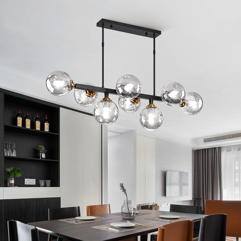 Hand-Blown Glass Island Pendant Lamp For Restaurant - Modern Dimple Design