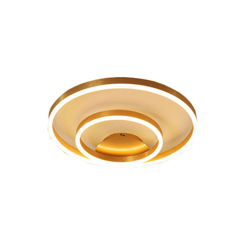 Minimalistic Bedroom Brilliance: Gold Circular Aluminum Led Flush Mount Ceiling Ligh