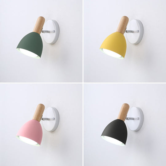 Kids Bell Shaped Sconce Wall Lamp With Pivot Joint - Metal 1-Bulb Bedroom Reading