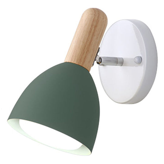 Kids Bell Shaped Sconce Wall Lamp With Pivot Joint - Metal 1-Bulb Bedroom Reading Green