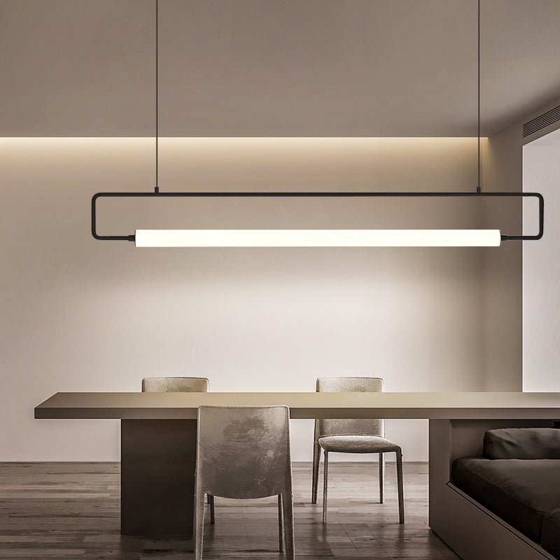 Minimalist Metal Led Pendant Light For Dining Room Island Ceiling Black