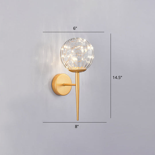 Stylish Nordic Led Sconce Lamp With Glass Shade For Living Room