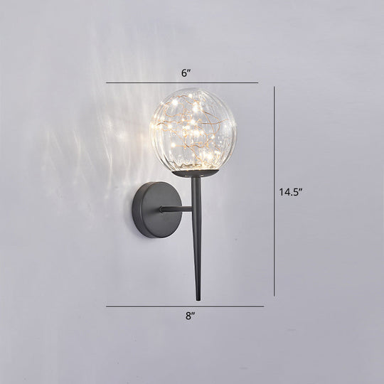 Stylish Nordic Led Sconce Lamp With Glass Shade For Living Room