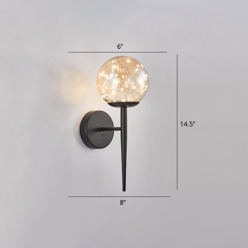 Stylish Nordic Led Sconce Lamp With Glass Shade For Living Room