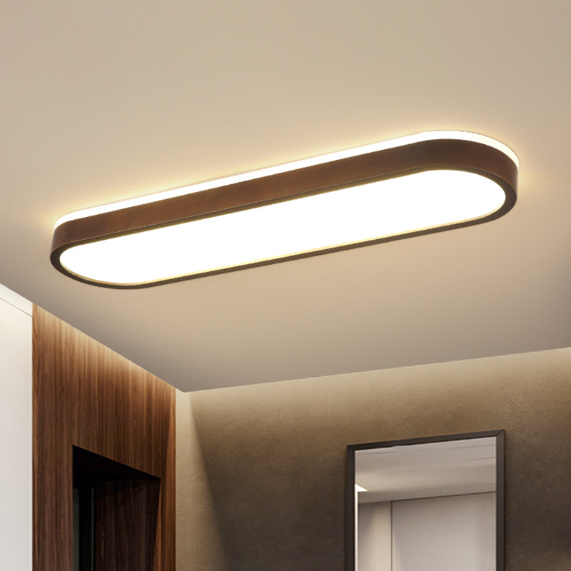 Simplicity Wooden Brown LED Ceiling Light for Aisle - Surface Mount