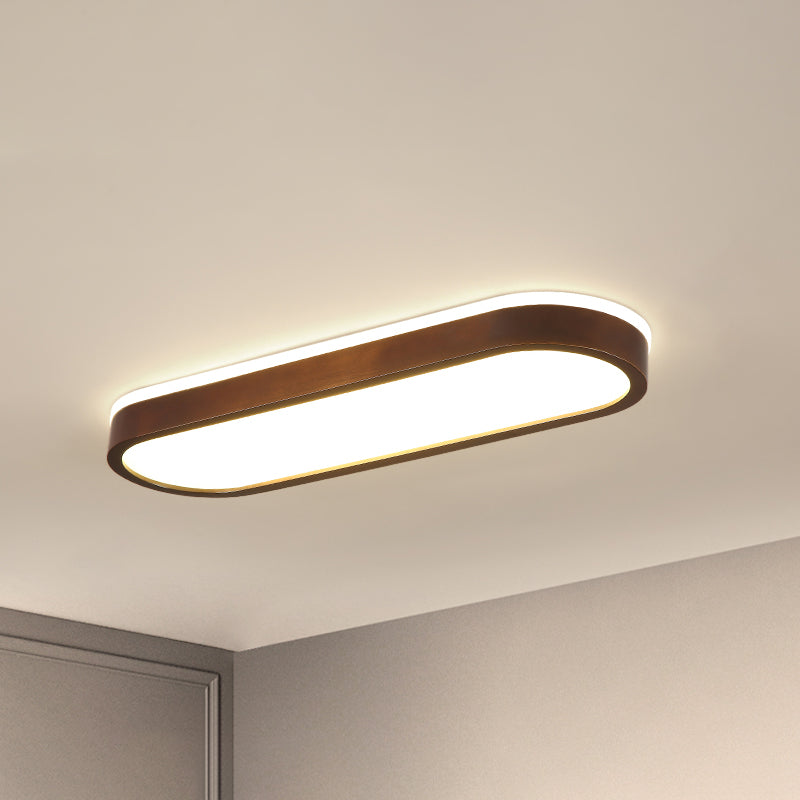 Simplicity Wooden Brown LED Ceiling Light for Aisle - Surface Mount