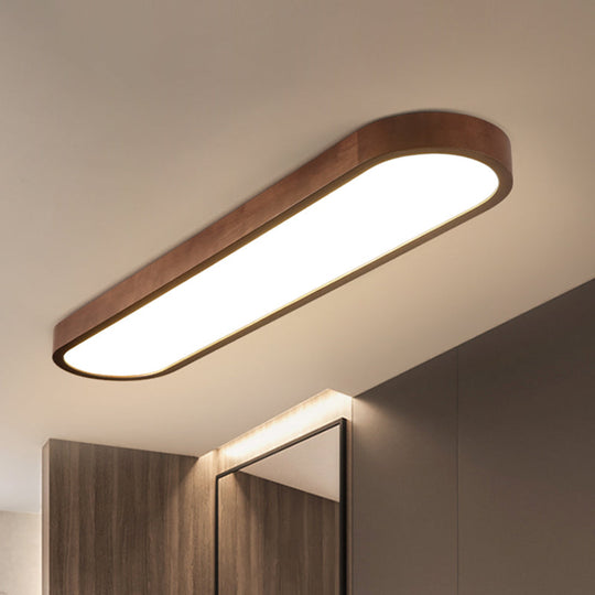 Simplicity Wooden Brown LED Ceiling Light for Aisle - Surface Mount