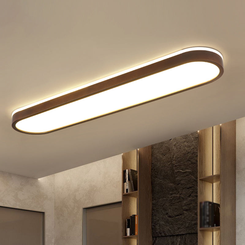 Simplicity Wooden Brown LED Ceiling Light for Aisle - Surface Mount