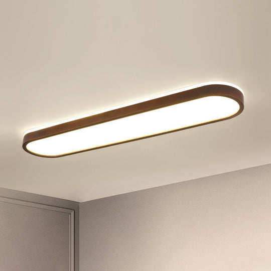 Simplicity Wooden Brown LED Ceiling Light for Aisle - Surface Mount