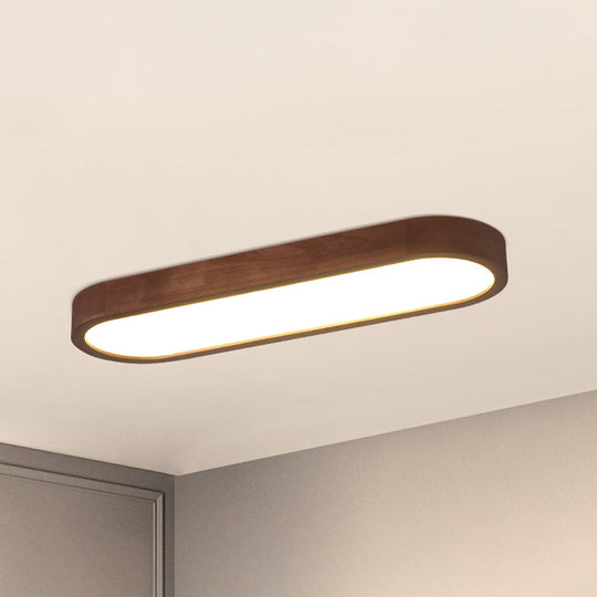 Simplicity Wooden Brown LED Ceiling Light for Aisle - Surface Mount