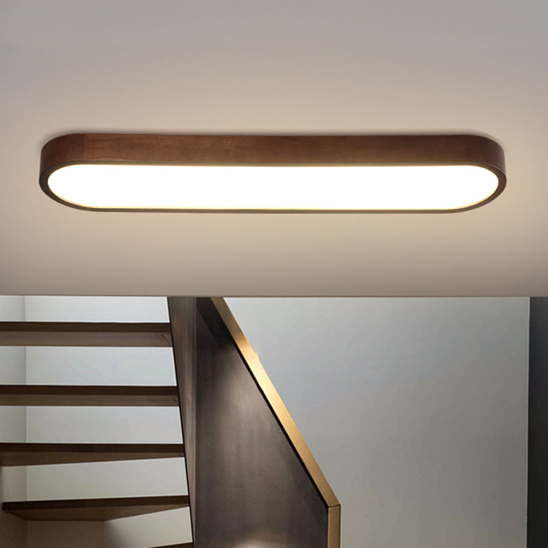 Simplicity Wooden Brown LED Ceiling Light for Aisle - Surface Mount