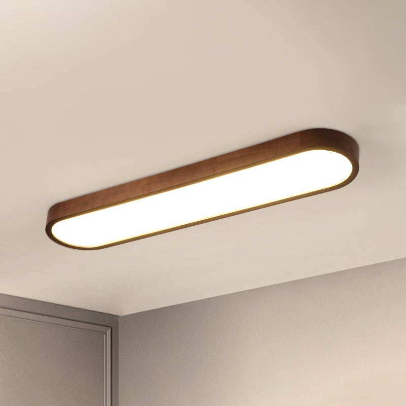 Simplicity Wooden Brown Led Ceiling Light For Aisle - Surface Mount / 35.5 Single-Sided