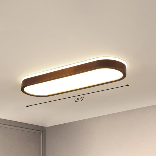 Simplicity Wooden Brown LED Ceiling Light for Aisle - Surface Mount