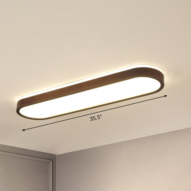 Simplicity Wooden Brown LED Ceiling Light for Aisle - Surface Mount