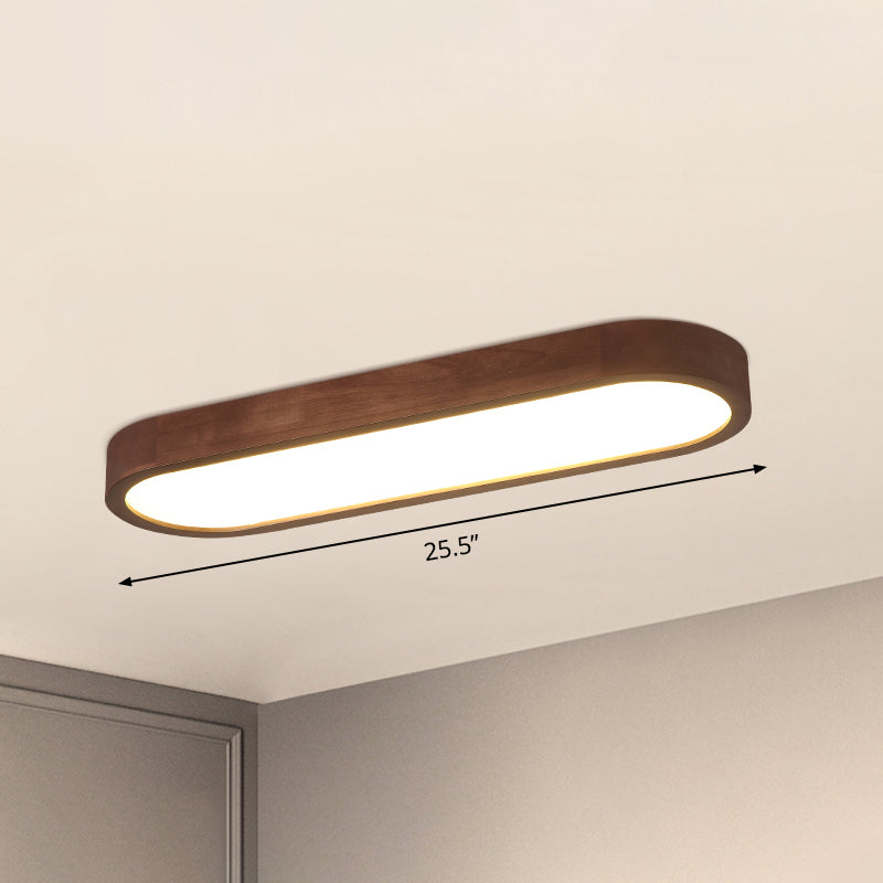 Simplicity Wooden Brown LED Ceiling Light for Aisle - Surface Mount