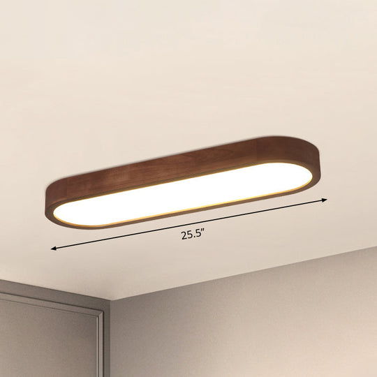 Simplicity Wooden Brown Led Ceiling Light For Aisle - Surface Mount