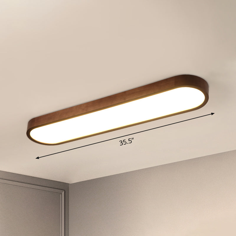 Simplicity Wooden Brown LED Ceiling Light for Aisle - Surface Mount