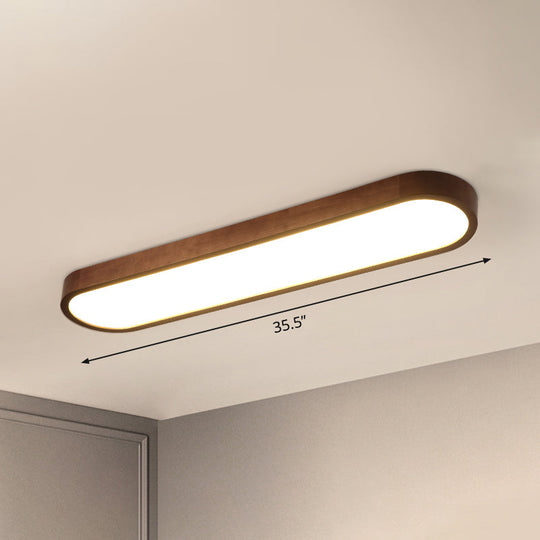 Simplicity Wooden Brown Led Ceiling Light For Aisle - Surface Mount