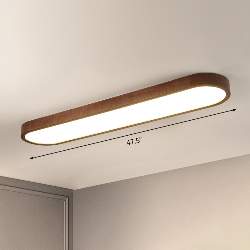 Simplicity Wooden Brown LED Ceiling Light for Aisle - Surface Mount