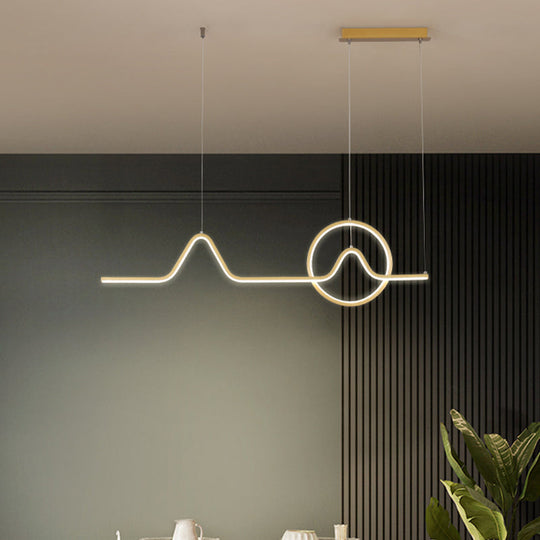 Minimalist Aluminum Led Dining Room Pendant Lamp Curve Art Island Lighting