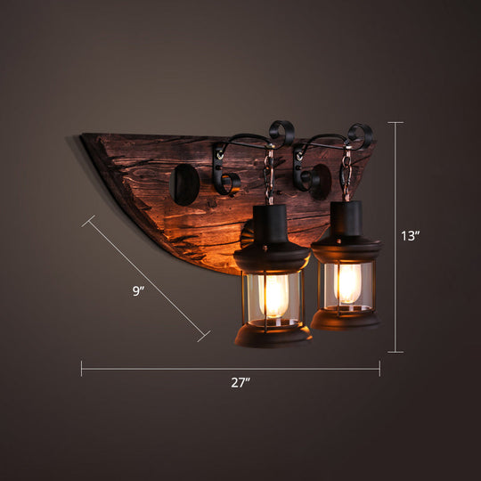 Nautical Wooden Wall Lamp - Geometric Lighting Fixture For Living Room