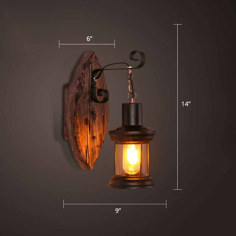 Nautical Wooden Wall Lamp - Geometric Lighting Fixture For Living Room