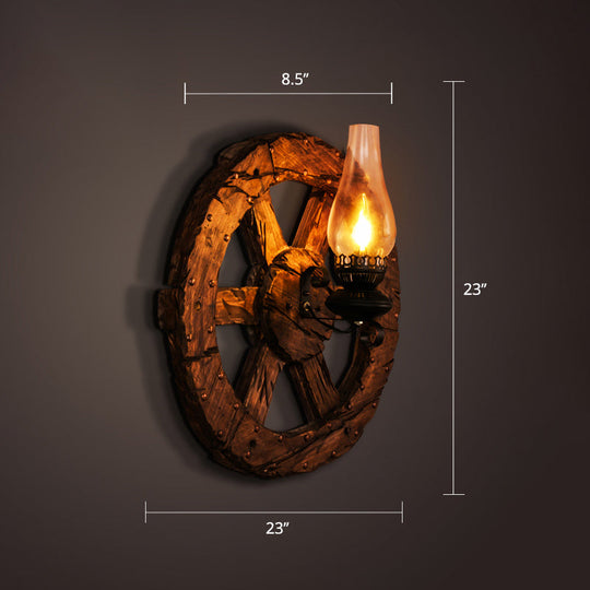 Nautical Wooden Wall Lamp - Geometric Lighting Fixture For Living Room