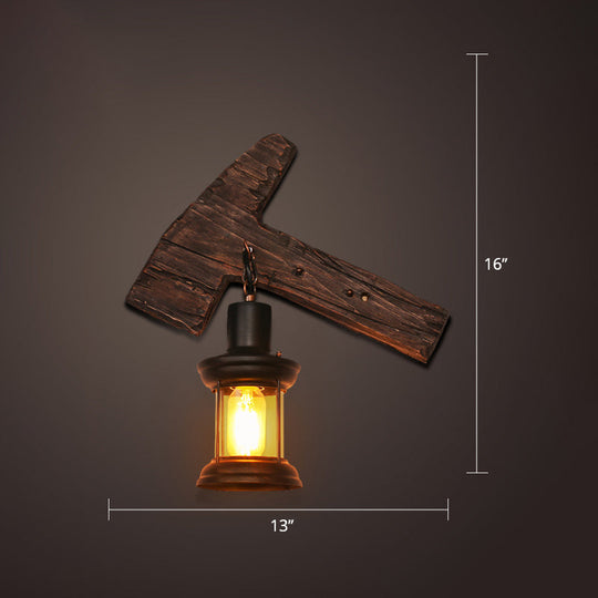 Nautical Wooden Wall Lamp - Geometric Lighting Fixture For Living Room