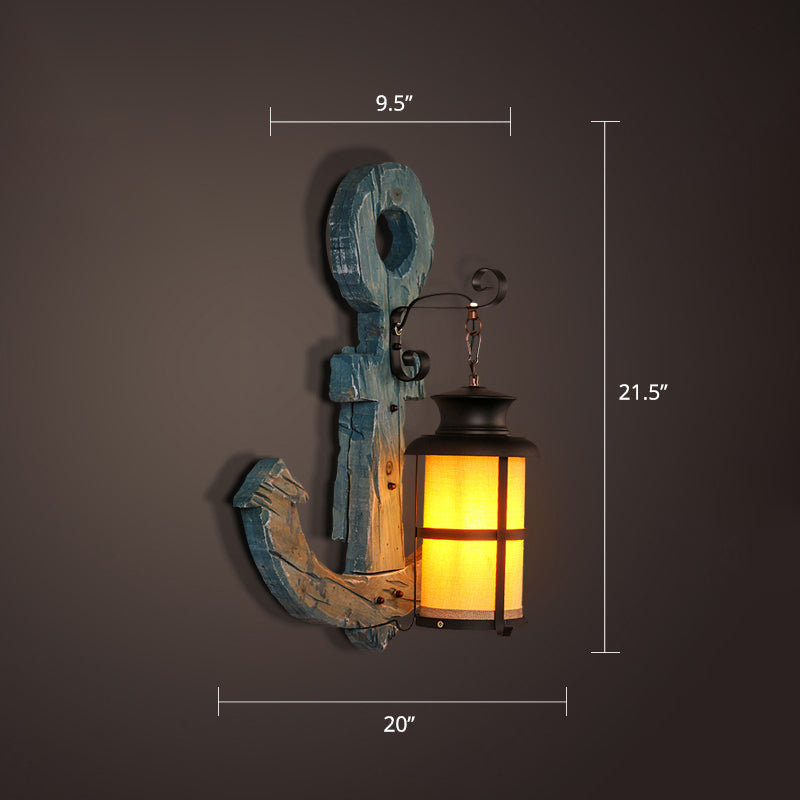 Nautical Wooden Wall Lamp - Geometric Lighting Fixture For Living Room