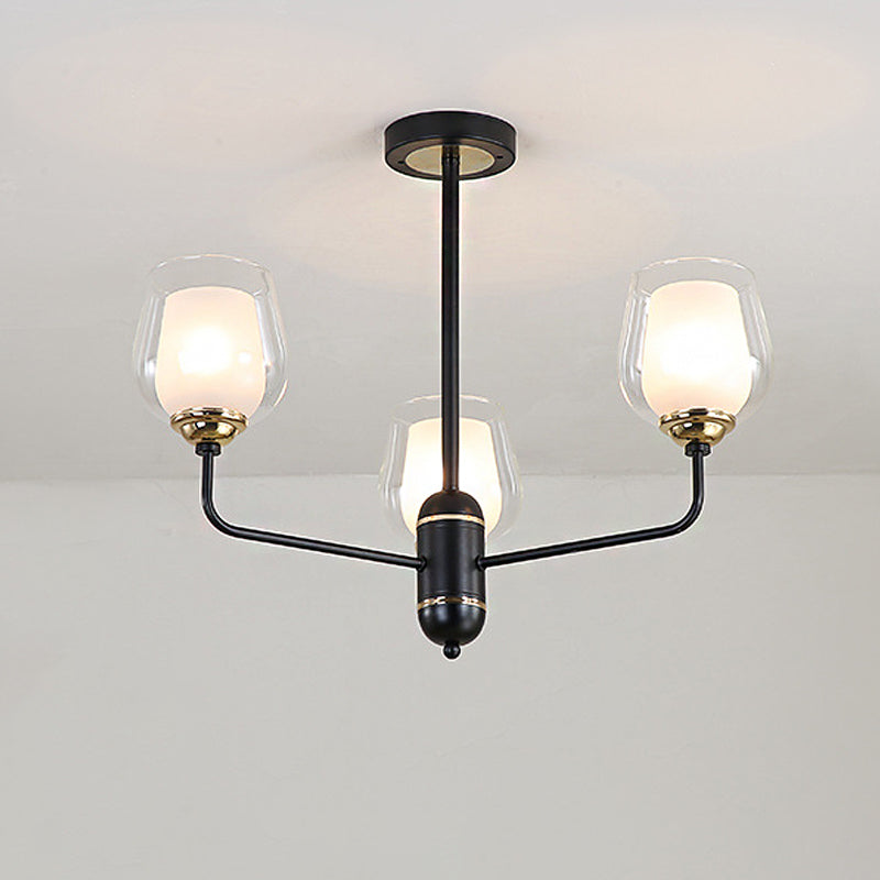 Traditional Black Cup Shape Chandelier With Clear Glass: 3/6/8 Lights Pendant Light Fixture For