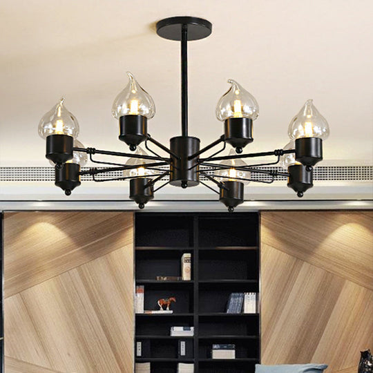 Traditional Clear Glass Chandelier With 3/6/8 Lights - Black Pendant Lighting For Living Room