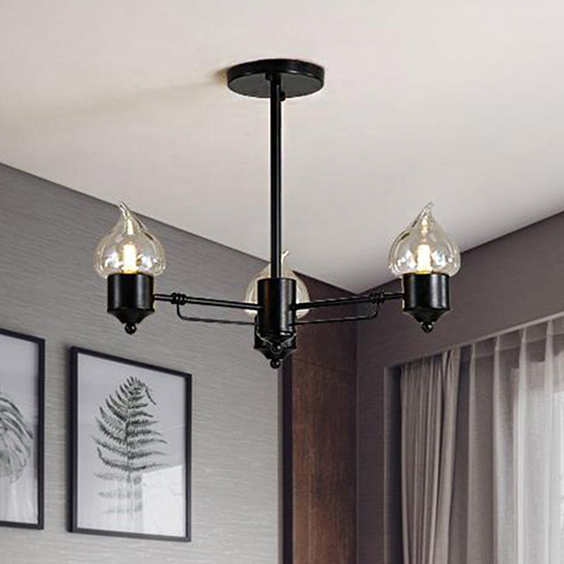 Traditional Clear Glass Chandelier With 3/6/8 Lights - Black Pendant Lighting For Living Room 3 /