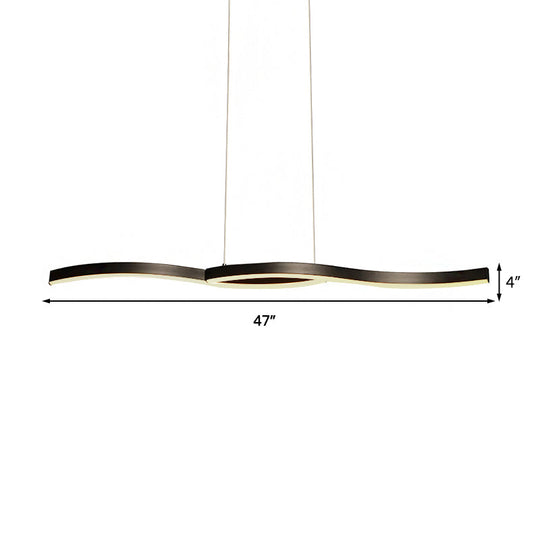 Modern Black Acrylic Wavy Chandelier Led Pendant Light With Warm/White Lighting 39/41 Width