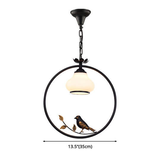 Black Bird Pendant Light Fixture - Bottle Shape Traditional Design 1 12/16 Wide