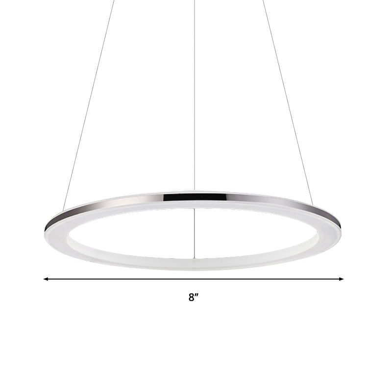 Contemporary Led Acrylic Round Ceiling Pendant Chandelier - 1/2/3-Head Silver Warm/White Light