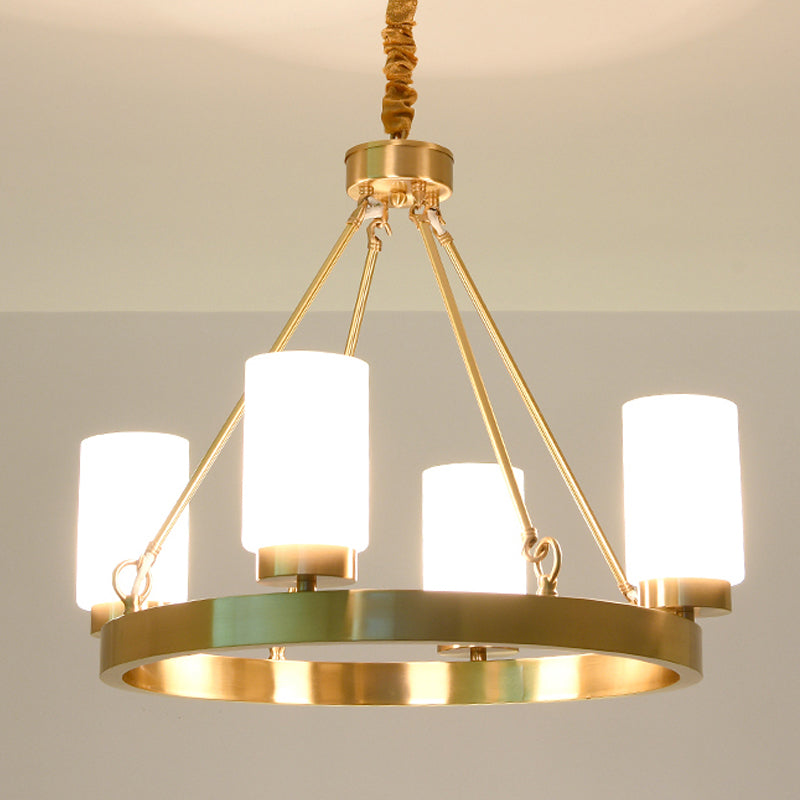 Frosted Glass Chandelier Pendant Light With Gold Finish - Classic 4/6 Lights For Bedroom