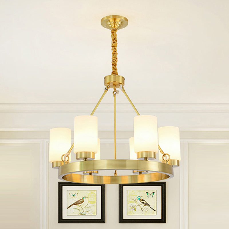 Frosted Glass Chandelier Pendant Light With Gold Finish - Classic 4/6 Lights For Bedroom