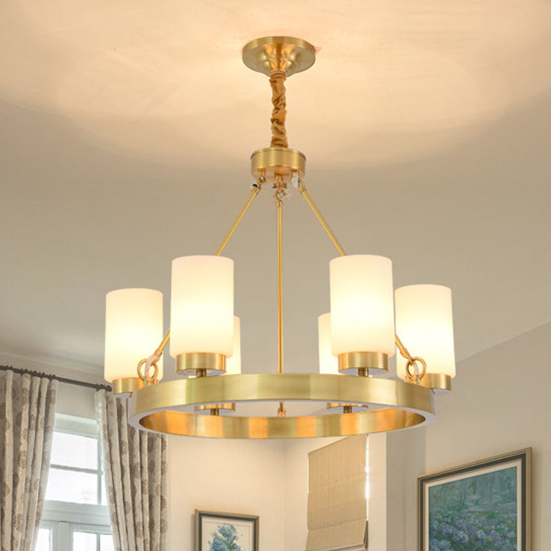 Frosted Glass Chandelier Pendant Light With Gold Finish - Classic 4/6 Lights For Bedroom