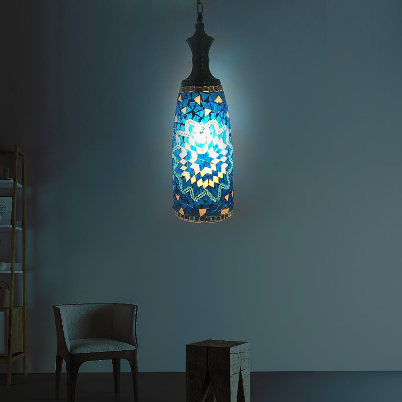 Urn Ceiling Lamp: Tradition Glass Fixture For Dining Room In Red/Sky Blue/Gold Sky Blue / 1