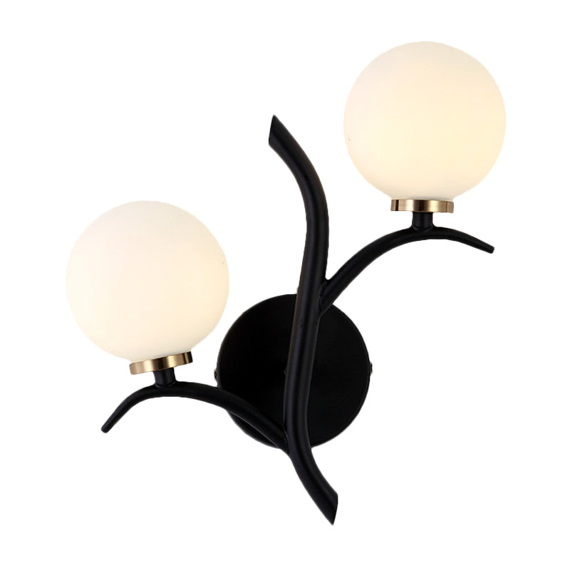 Modern Gold/Black Globe Wall Sconce With White Glass - Dining Room Light