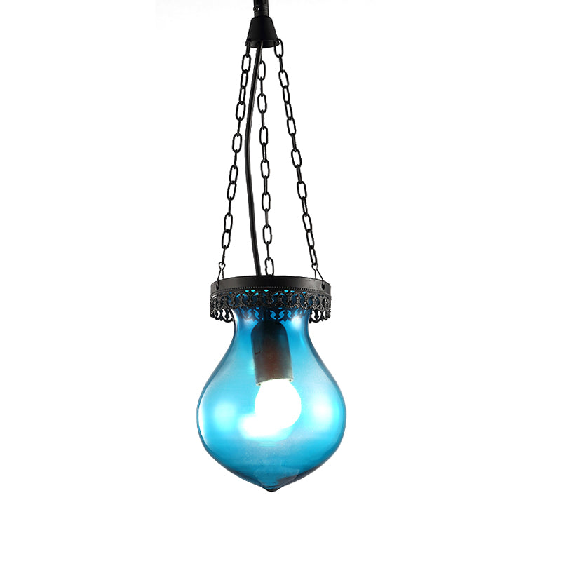 Colorful Glass Jar Ceiling Lamp With Multiple Heads - Ideal For Restaurants