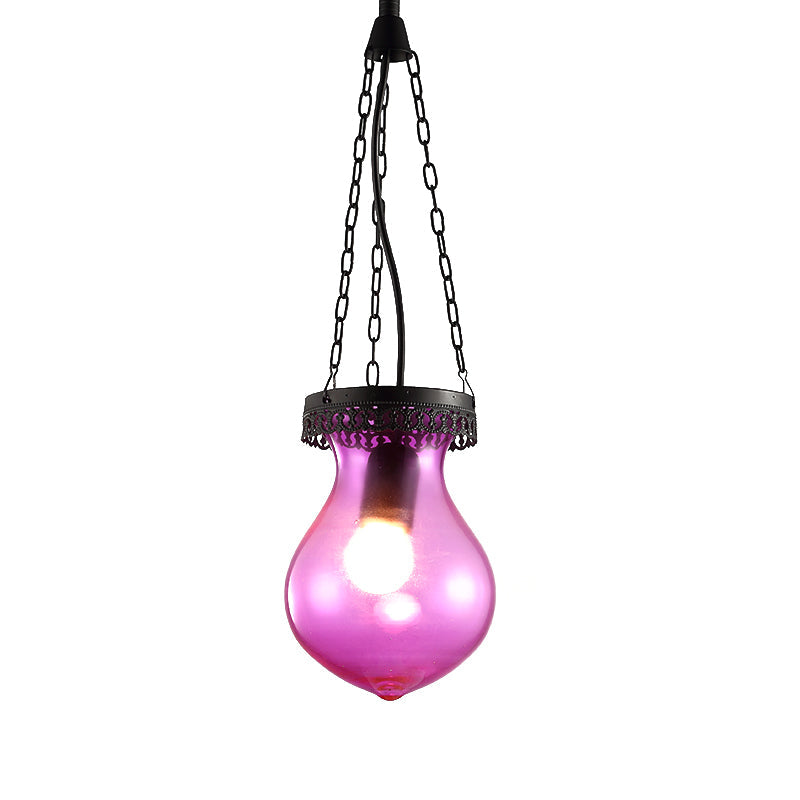 Colorful Glass Jar Ceiling Lamp With Multiple Heads - Ideal For Restaurants