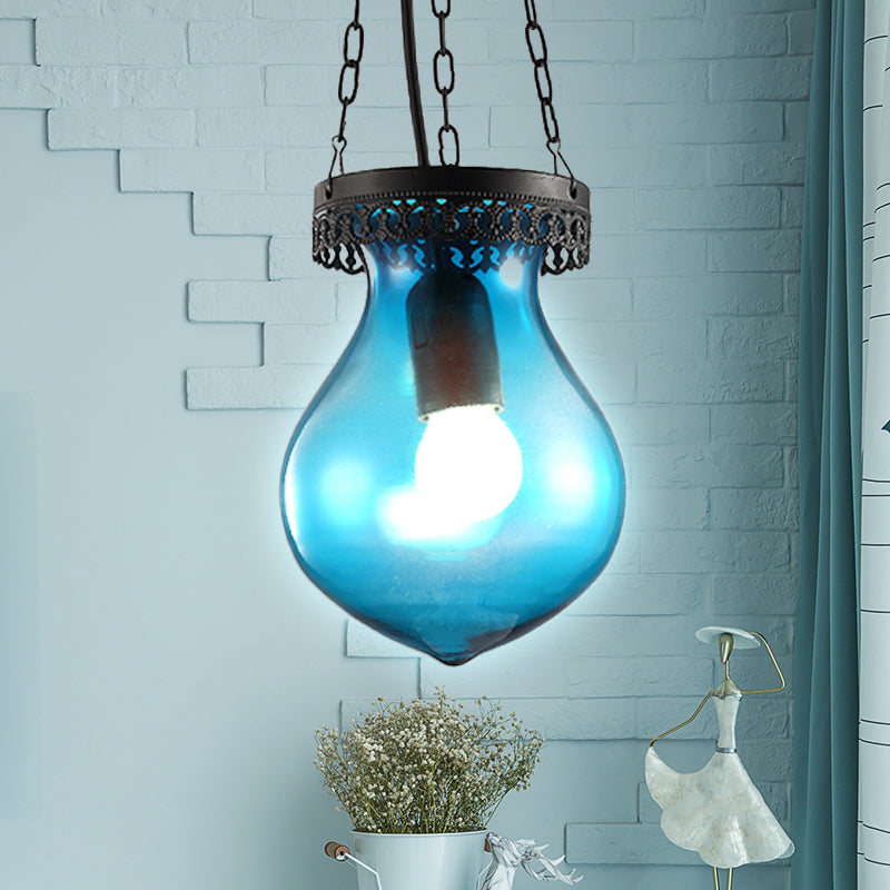 Colorful Glass Jar Ceiling Lamp With Multiple Heads - Ideal For Restaurants