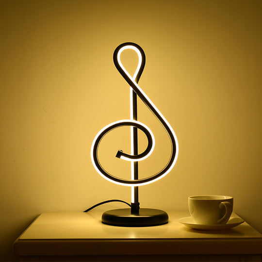 Modern Twist Led Lamp: Aluminum Night Table Light For Living Room With Power Switch Black / Yellow