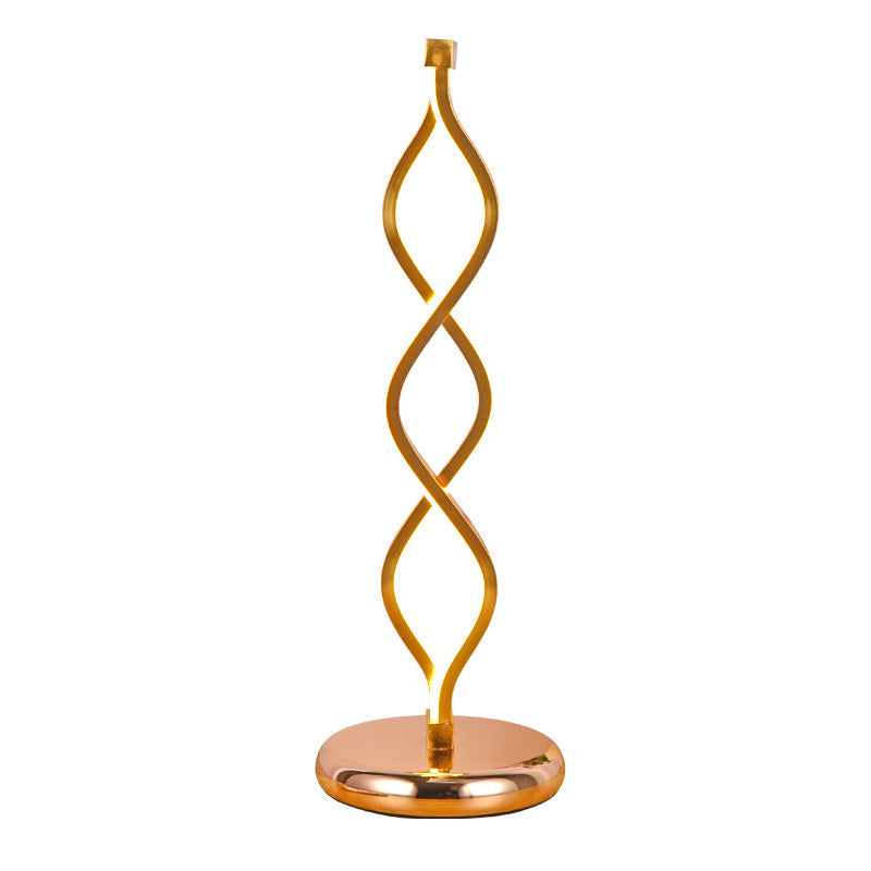 Art Deco Led Gold Wavy Strip Table Lamp With Plug-In Cord